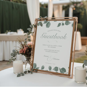 Elegant Ivory & Sage Fall Wedding Guestbook Print