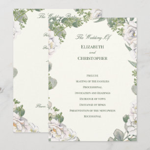Elegant Ivory Sage Green Floral Wedding Ceremony Programme