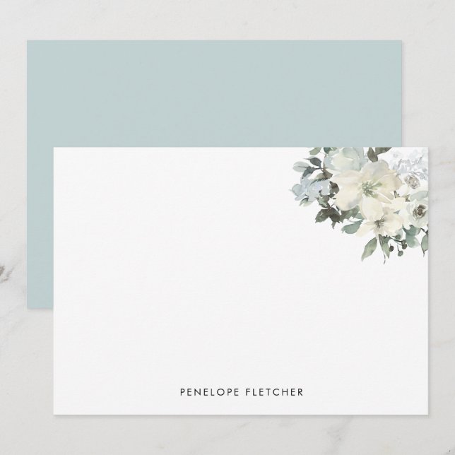 Elegant Ivory Sage Watercolour Floral  Card (Front/Back)