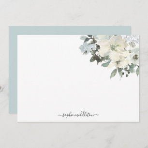 Elegant Ivory Sage Watercolour Floral Card