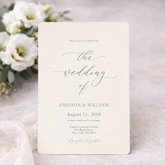 Elegant Ivory & Sage Wedding Invitation