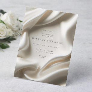 Elegant ivory satin wedding invitation