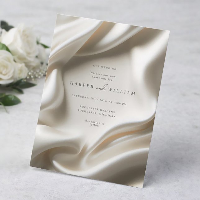 Elegant ivory satin wedding invitation (Elegant ivory satin wedding invitation.)
