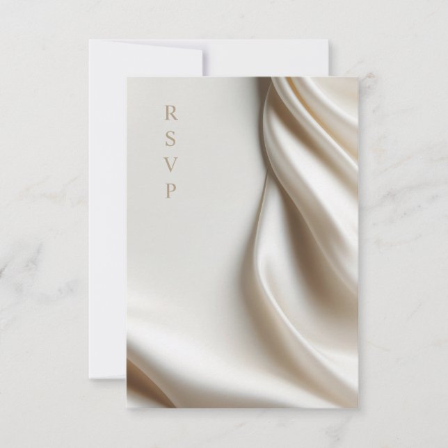 elegant ivory satin wedding meal choices RSVP Card (Front)
