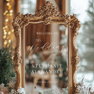 Elegant Ivory Selfie Wedding Mirror Welcome Sign