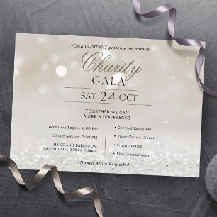 Elegant Ivory Silk Company Charity Gala Invitation