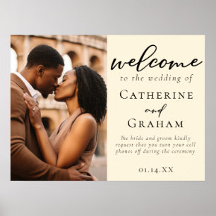 Elegant Ivory Simple Couple Photo Wedding Poster