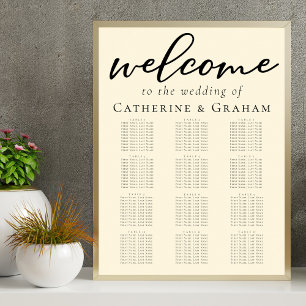 Elegant Ivory Simple Script Wedding Seating Chart
