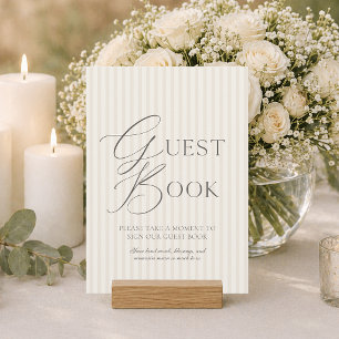 Elegant Ivory Stripe Wedding Guest Book Sign Invitation