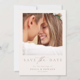 Elegant Ivory Taupe Photo Wedding Save The Date