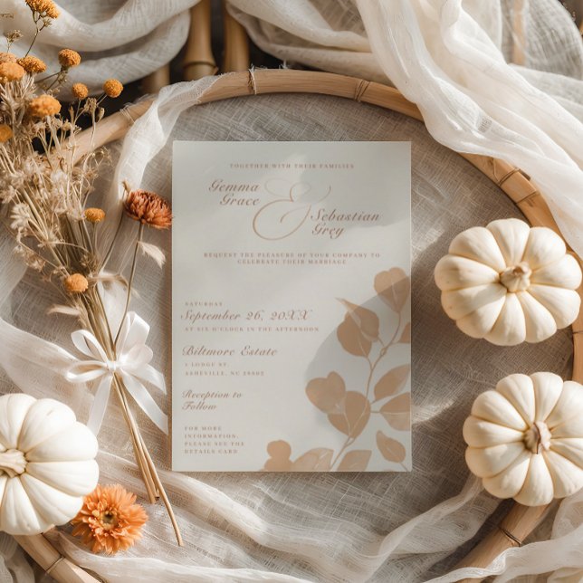 Elegant Ivory & Terracotta Fall Botanical Wedding Invitation (Creator Uploaded)