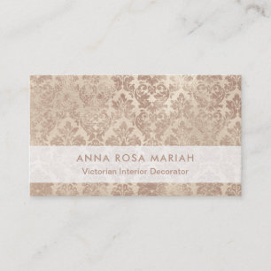 *~* Elegant Ivory  Vintage Antique Floral Damask Business Card