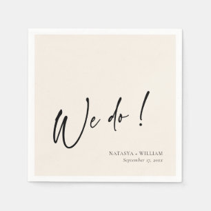 Elegant Ivory "We Do" Personalised Wedding Napkins