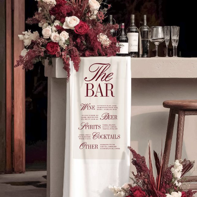 Elegant Ivory Wedding Bar Menu Reception Decor Banner (Elegant Ivory Wedding Bar Menu Reception Decor Banner)