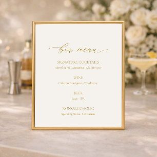 Elegant Ivory Wedding Bar Menu Sign