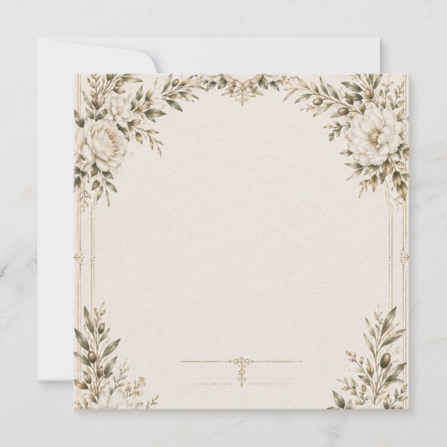 Elegant Ivory Wedding Invitation with Champagne  (Front)
