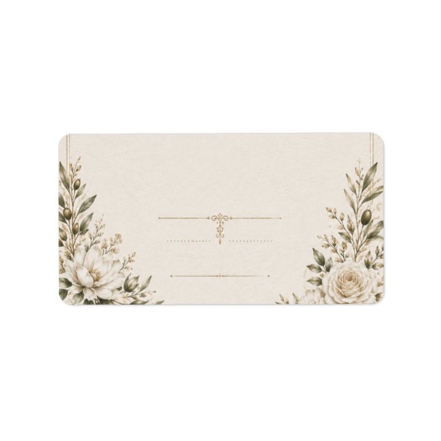 Elegant Ivory Wedding Invitation with Champagne  Label (Front)