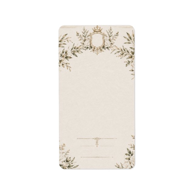 Elegant Ivory Wedding Invitation with Champagne  Label (Front)