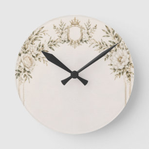 Elegant Ivory Wedding Invitation with Champagne Round Clock