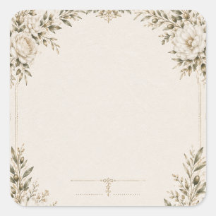 Elegant Ivory Wedding Invitation with Champagne Square Sticker
