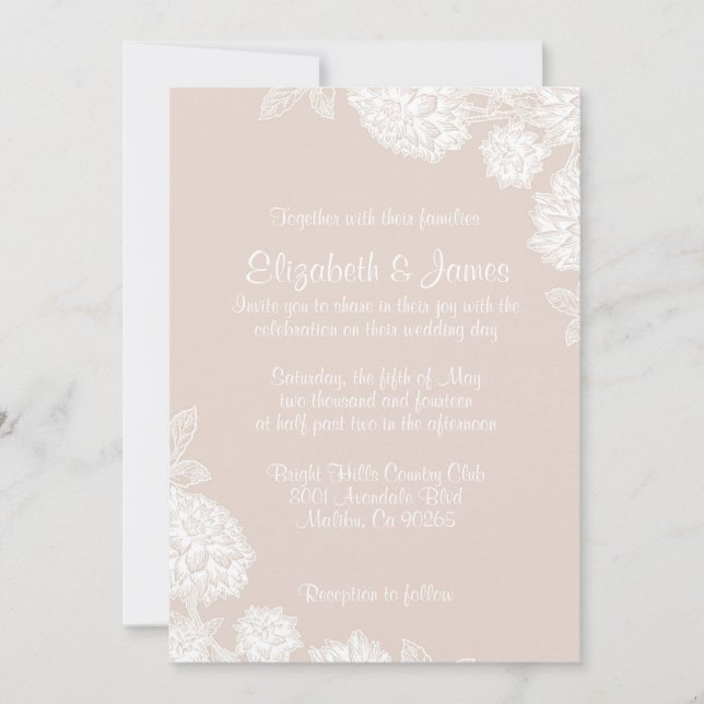 Elegant Ivory Wedding Invitations (Front)