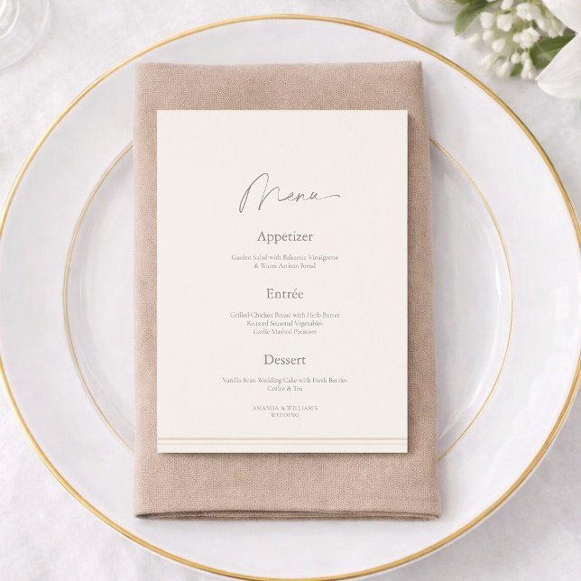 Elegant Ivory Wedding Menu with Thank You Card  (Creator Uploaded)