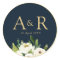 elegant ivory white floral navy wedding sticker
