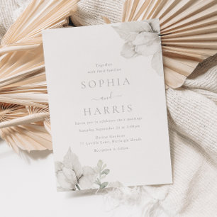 Elegant Ivory & White Floral Wedding Invitation