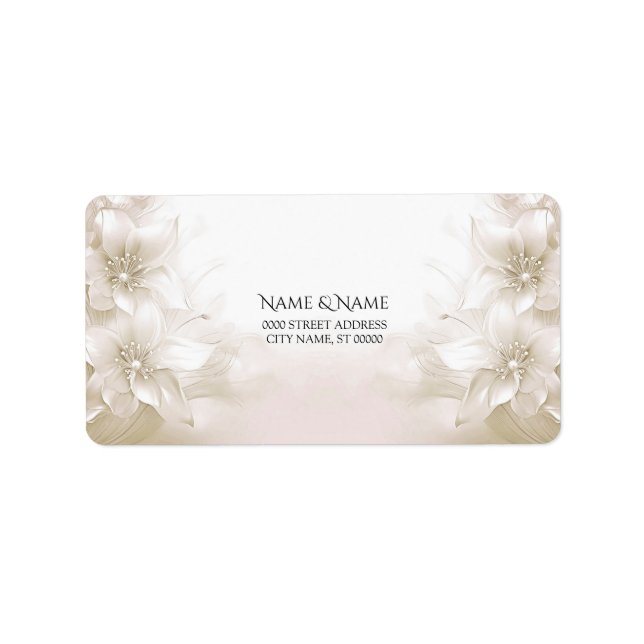 Elegant Ivory White Flowers Address Label (Front)