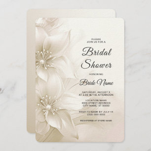 Elegant Ivory White Flowers Bridal Shower Invitation