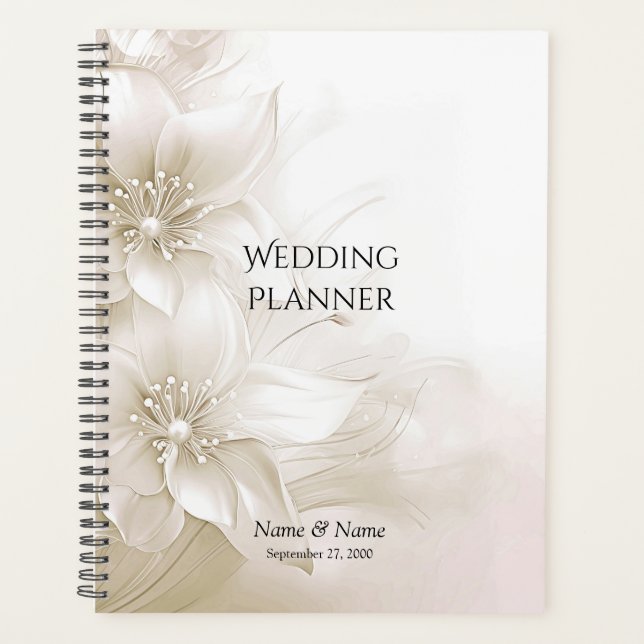 Elegant Ivory White Flowers Planner (Front)
