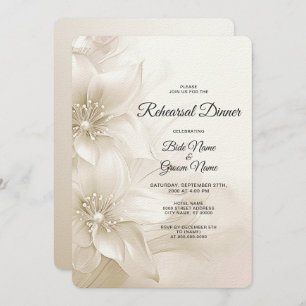 Elegant Ivory White Flowers Rehearsal Dinner Invitation