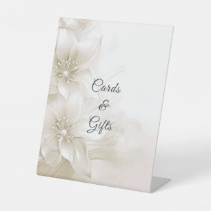 Elegant Ivory White Flowers Tabletop Signs