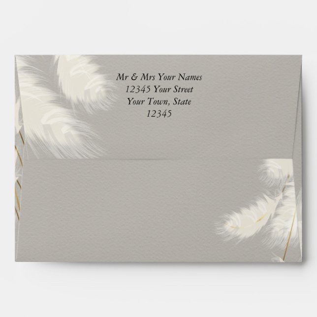 Elegant Ivory White Pampas Grass2 Envelope (Back (Top Flap))
