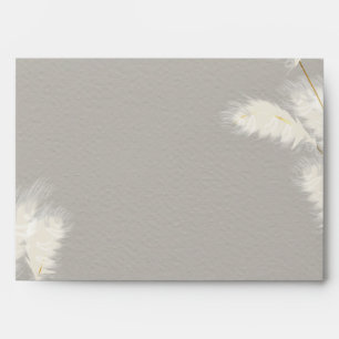 Elegant Ivory White Pampas Grass Envelope