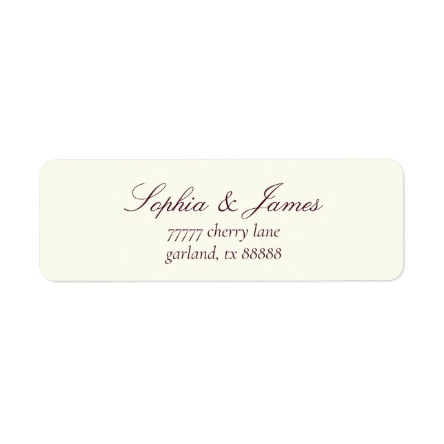 Elegant Ivory Wine Wedding Return Address (Front)