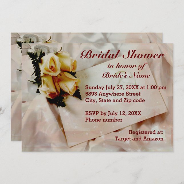 Elegant Ivory with Yellow Bridal Shower Invitation (Front/Back)
