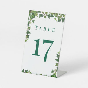 Elegant Ivy Greenery Botanical Wedding Table Numbe Pedestal Sign