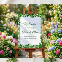 Elegant Ivy Greenery Botanical Wedding Welcome Sig