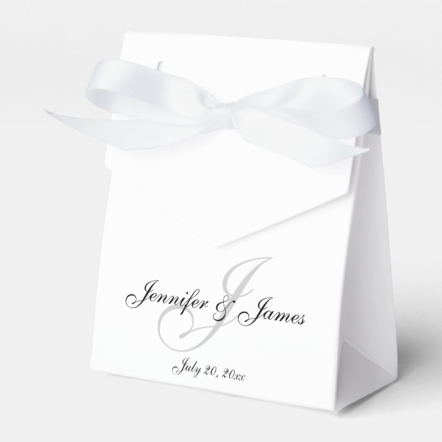 Elegant J Monogram | Wedding Favour Boxes (Front Side)