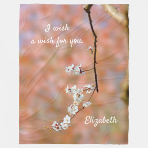 Elegant Japanese Apricot Blossoms Fleece Blanket