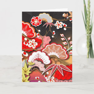 Elegant Japanese Autumn Kimono Card