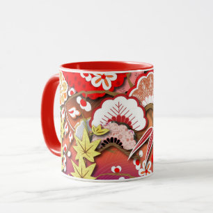Elegant Japanese Autumn Kimono Mug