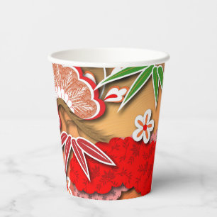 Elegant Japanese Autumn Kimono Paper Cups