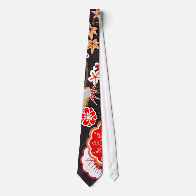 Elegant Japanese Autumn Kimono Tie (Front)