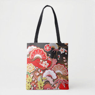Elegant Japanese Autumn Kimono Tote Bag