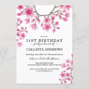 Elegant Japanese Cherry Blossom Floral Sweet 16 Invitation