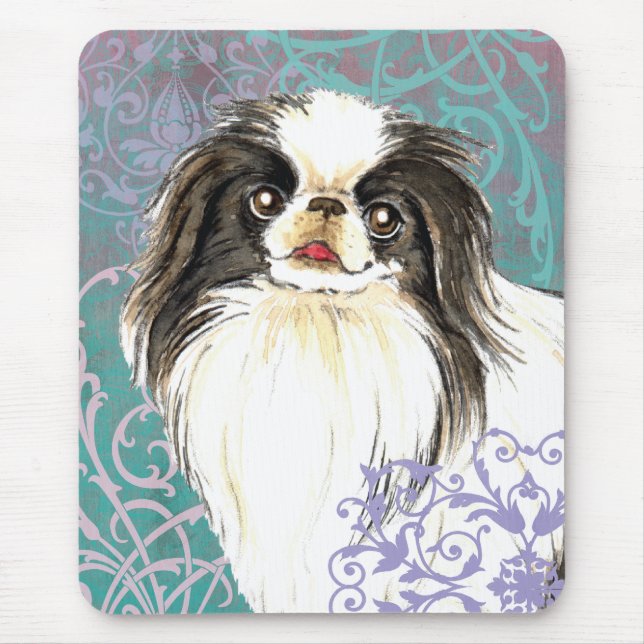 Elegant Japanese Chin Mouse Pad (Front)