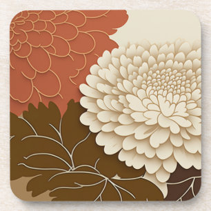 Elegant Japanese Chrysanthemum Print Coasters