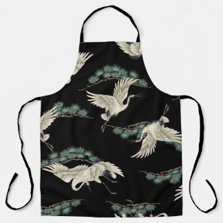Elegant Japanese crane: artistic depiction. Apron